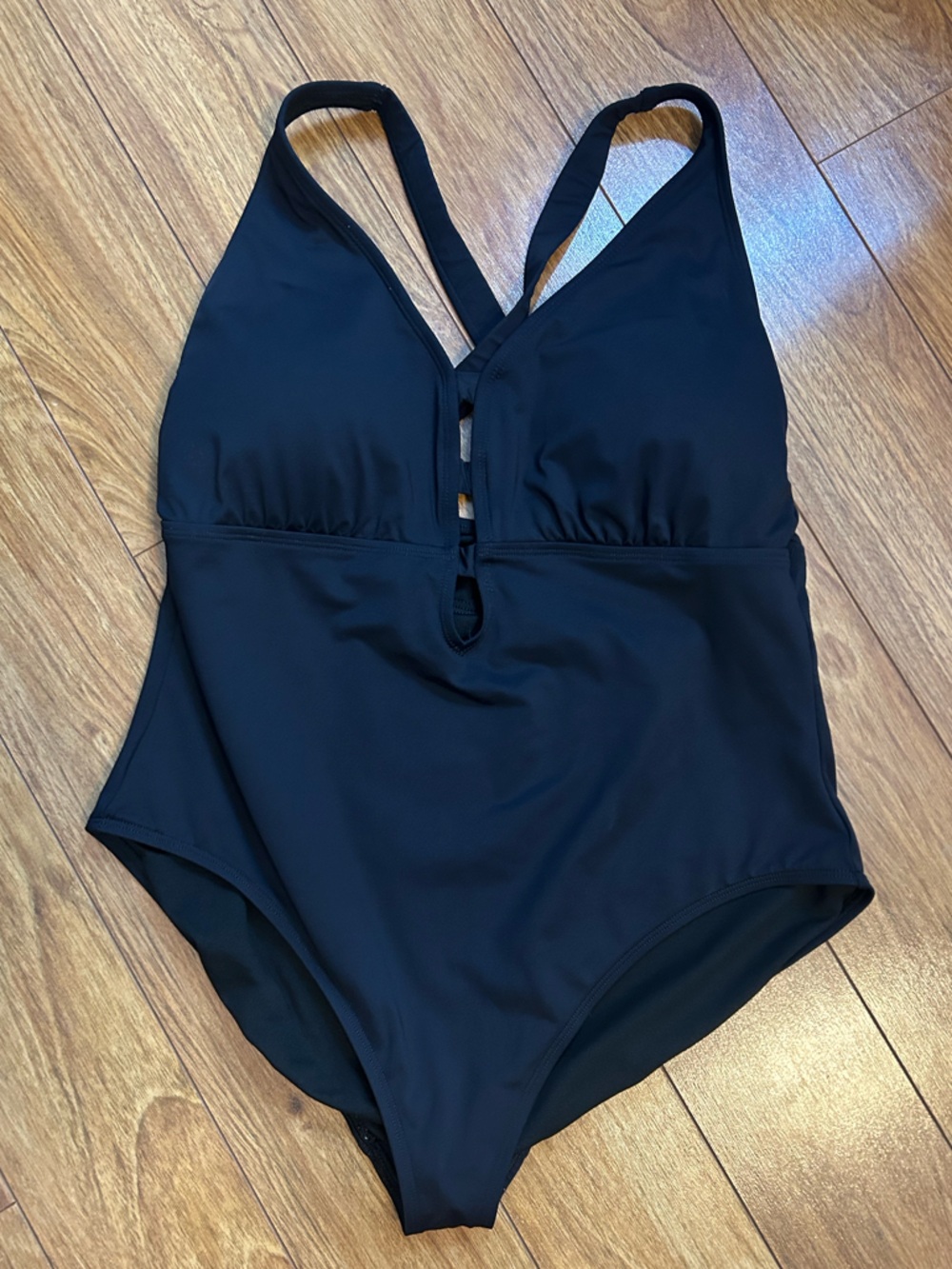 Ralph Lauren Black One-Piece Swimsuit with Dark Green Label Size 20W